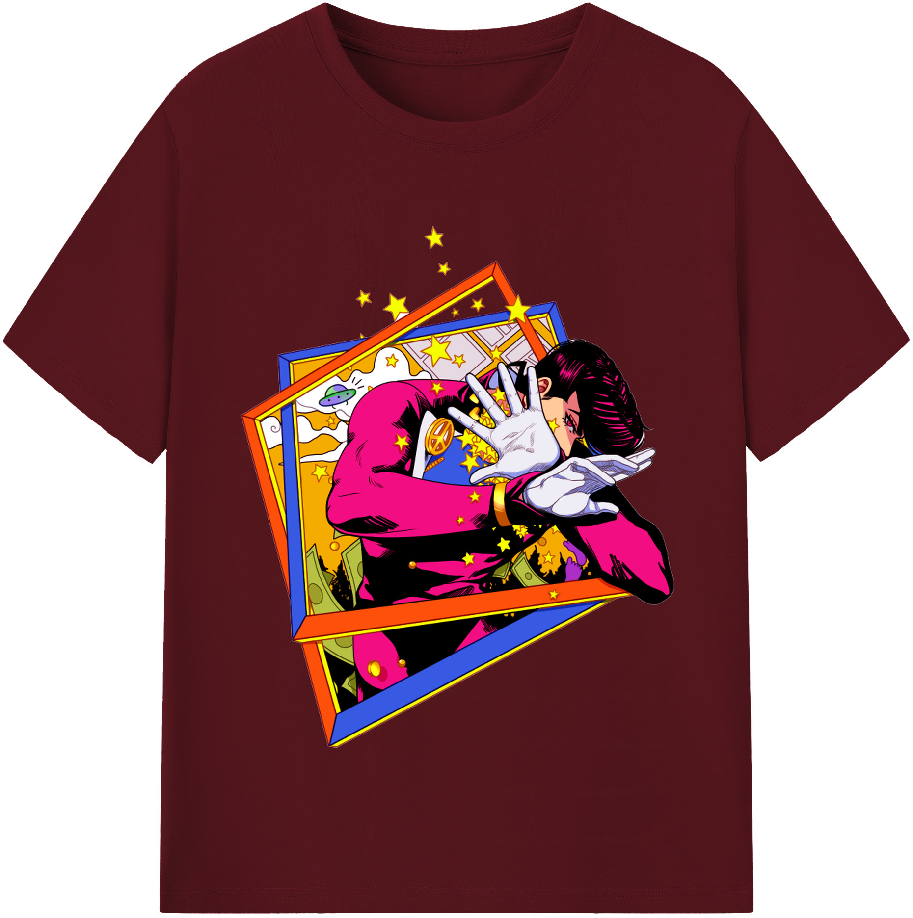 （画像用） ジョジョの奇妙な冒険 ひがしかた じょうすけ JoJo's Bizarre Adventure Higashikata Josuke 綿100％半袖Tシャツ（フロントプリント）